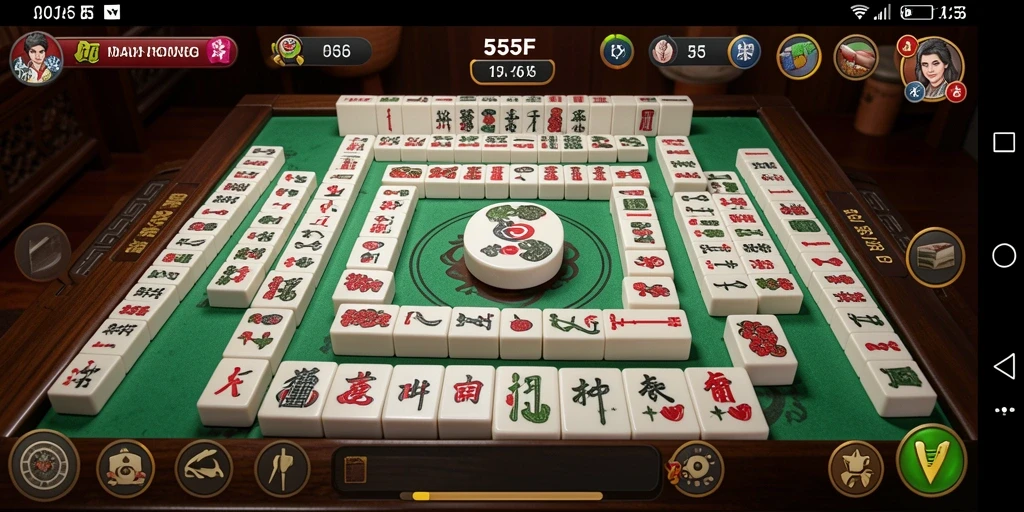Tampilan gameplay Mahjong di aplikasi 555F yang menarik dan interaktif.
