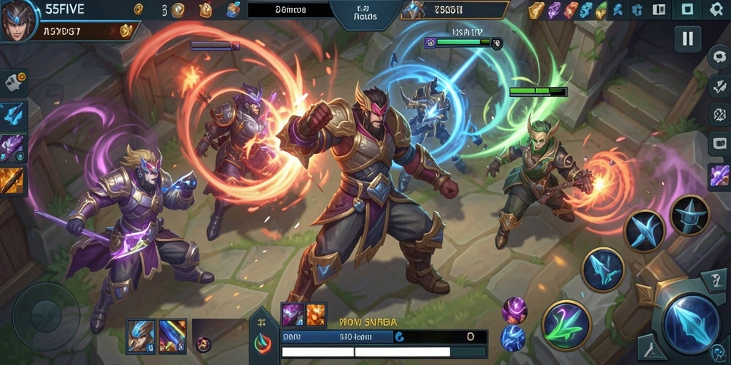 Tangkapan layar gameplay seru 55FIVE dengan karakter beraksi.
