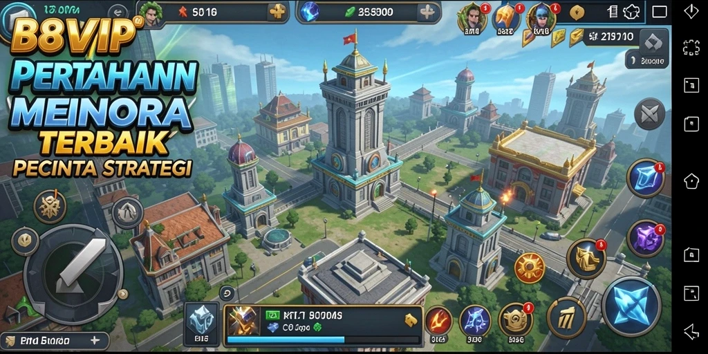 Screenshot B8VIP menampilkan aksi seru di dalam permainan Tower Defense.