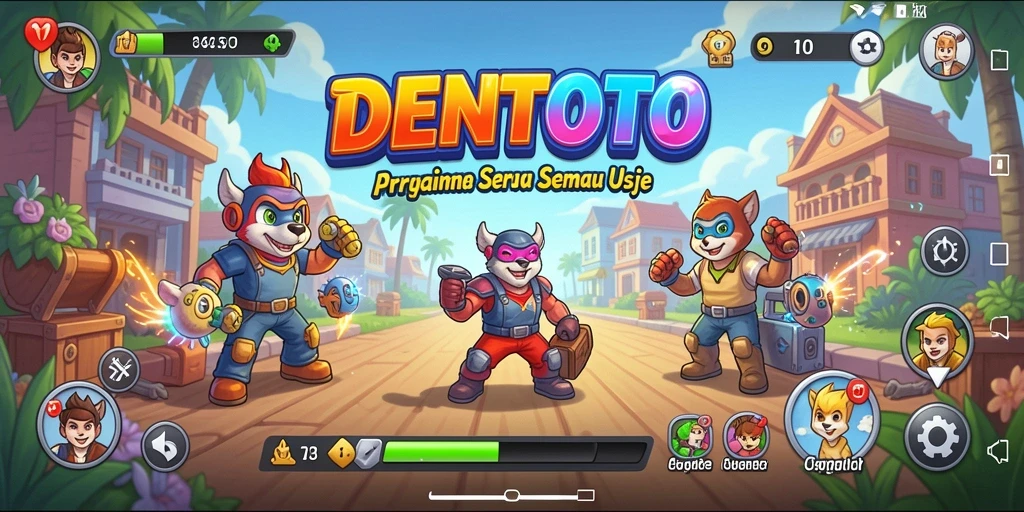 Tangkapan layar DENTOTO menunjukkan aksi seru dalam permainan Arcade.