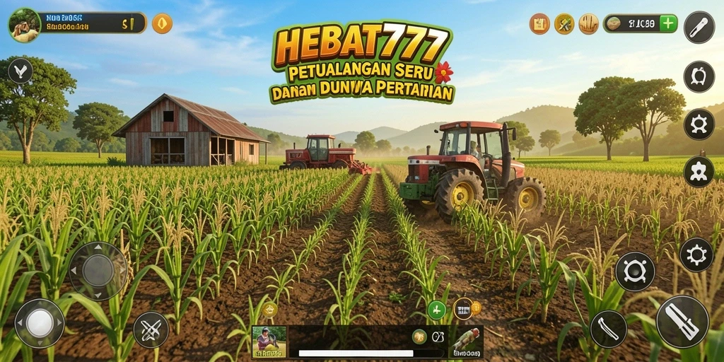 Tampilan gameplay HEBAT777 dengan aktivitas bertani yang seru.