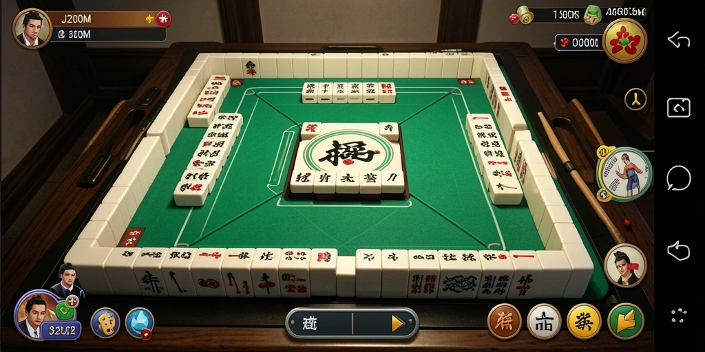 Tampilan gameplay menarik dari J200M dengan papan Mahjong.