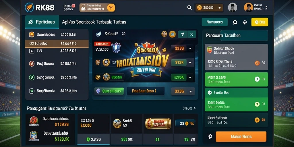Tampilan gameplay RK88 dengan berbagai pilihan taruhan olahraga.
