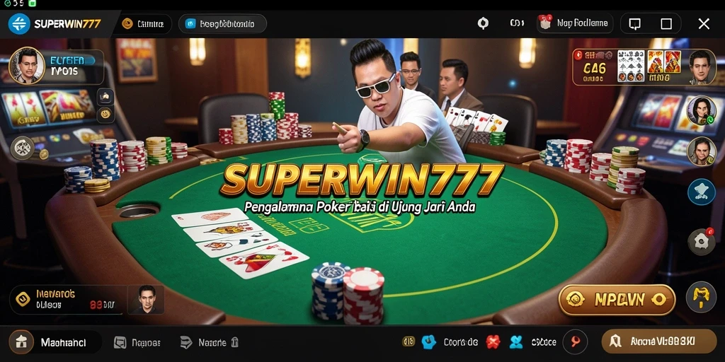 Tampilan gameplay poker yang seru di SUPERWIN777.