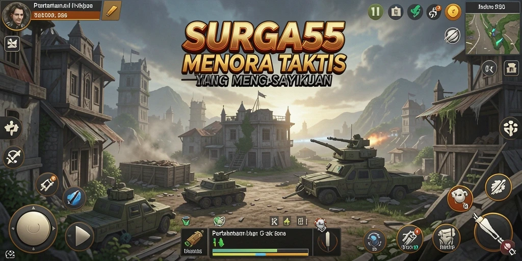Gameplay mendebarkan Tower Defense di SURGA55.